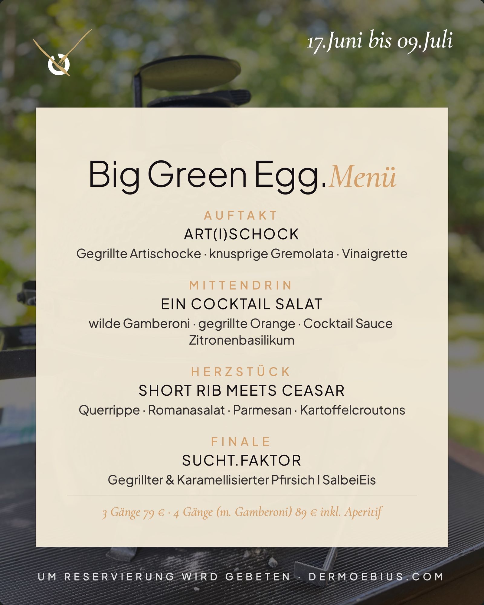 Big Green Egg.Menu — Opening, In the Middle, Heart, Finale